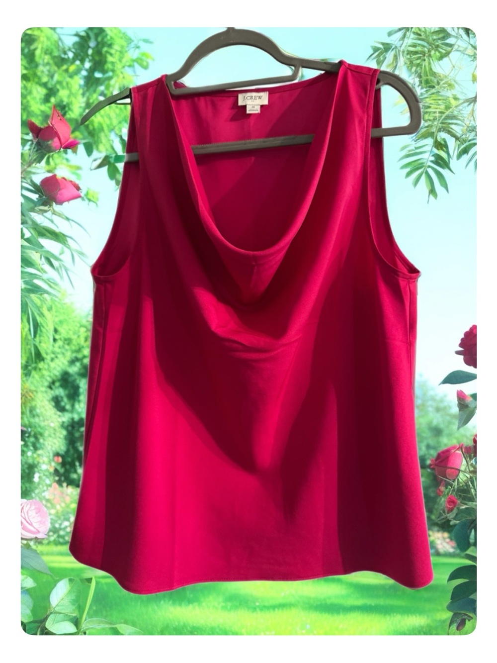 J. Crew Draped Cowl-Neck Sleeveless Tank - Red